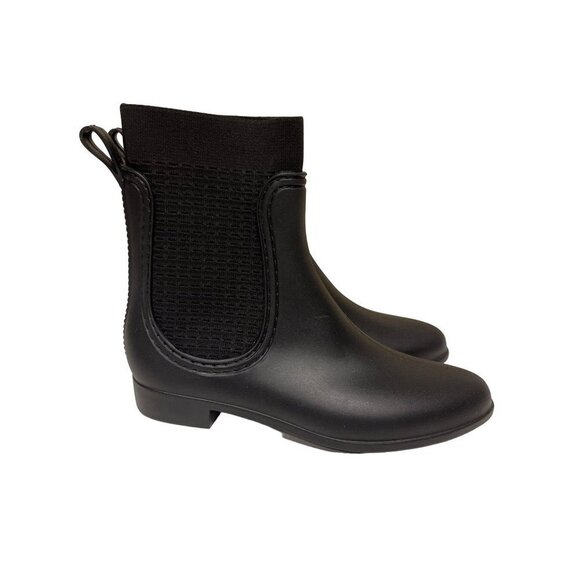 Catherine Malandrino Chelsea Rainboot Black Pull On Size 8 39 - Picture 1 of 10